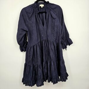 PINCH Navy‎ Blue Midi Dress Women’s S Cottagecore Boho Prairie Romantic